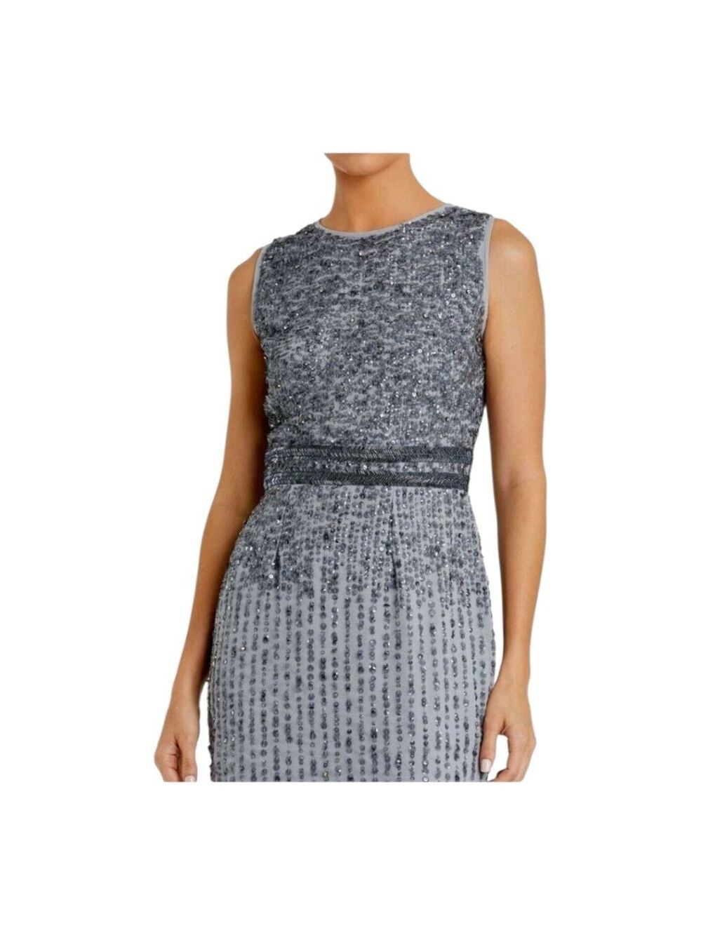 Mac Duggal Sequin Embellished Midi Dress Grey Size 6 - Picture 3 of 11